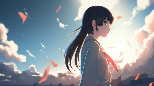 pngtree an anime girl standing outside in the city against the sky image 2954383